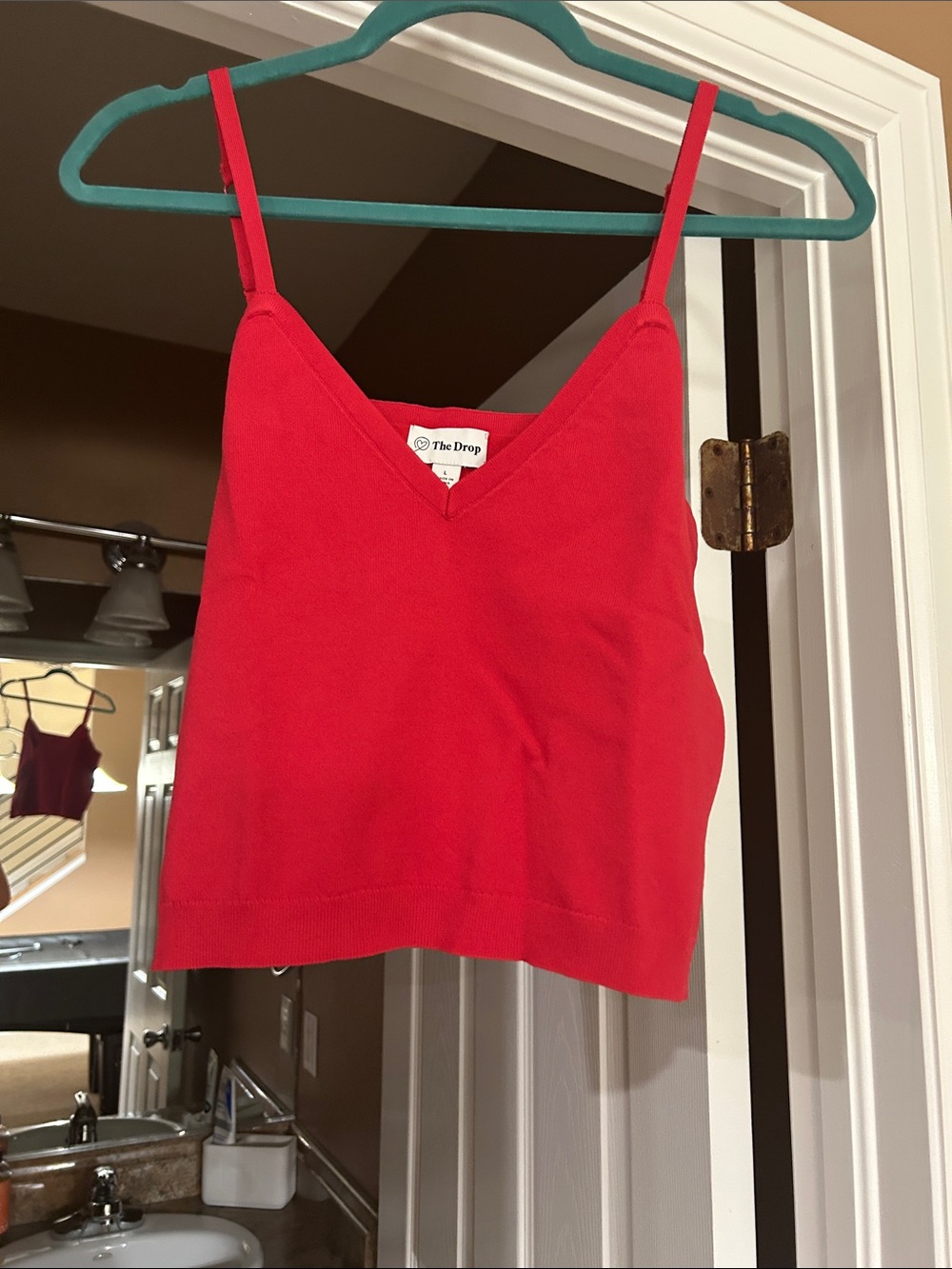 The Drop Red V-Neck Cropped Tank